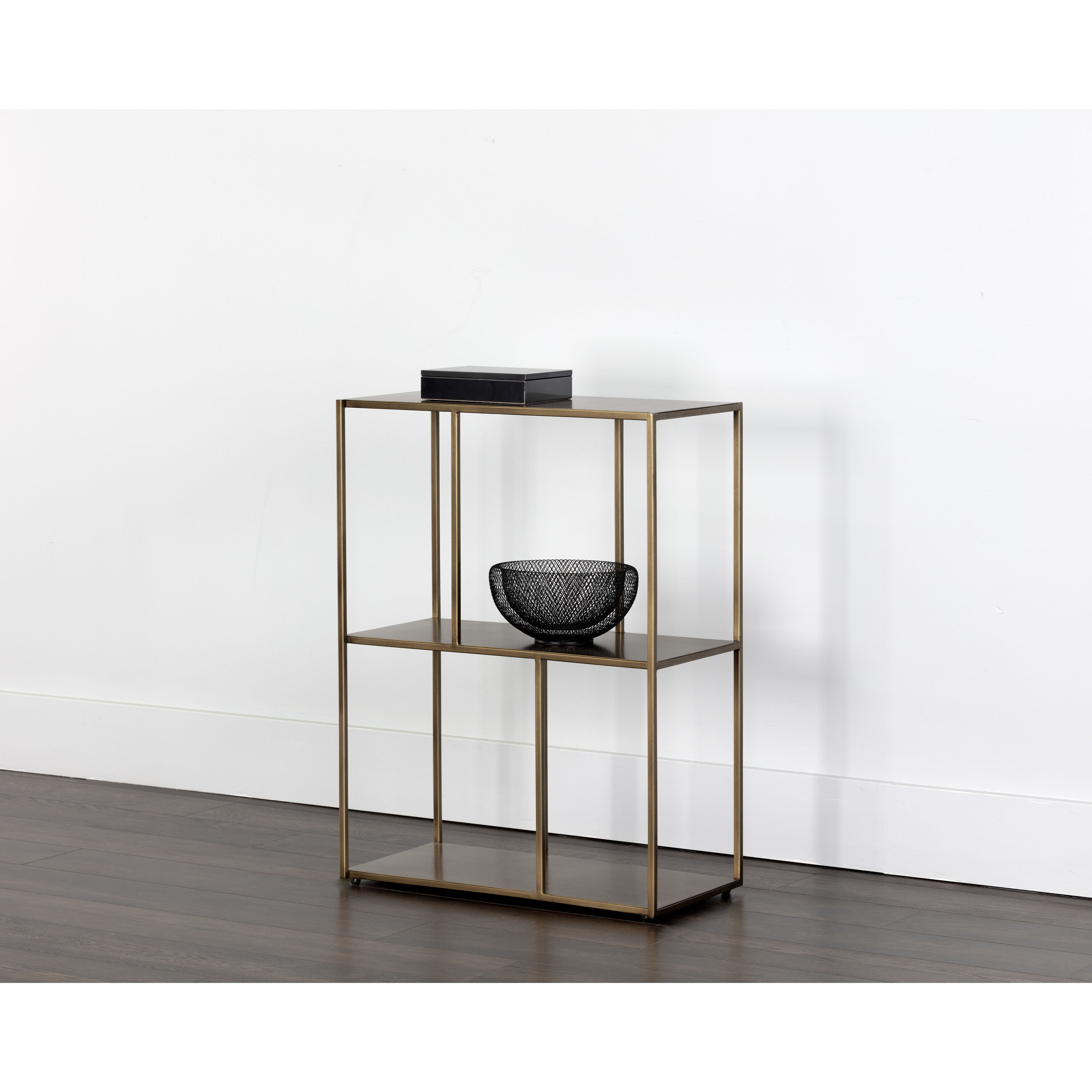 Eiffel Antique Brass Low Bookcase, Small